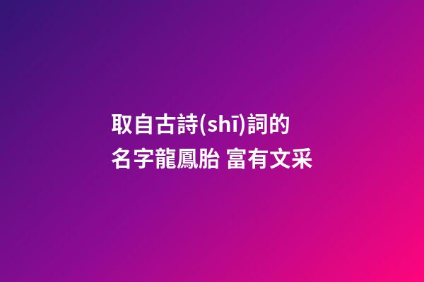 取自古詩(shī)詞的名字龍鳳胎 富有文采